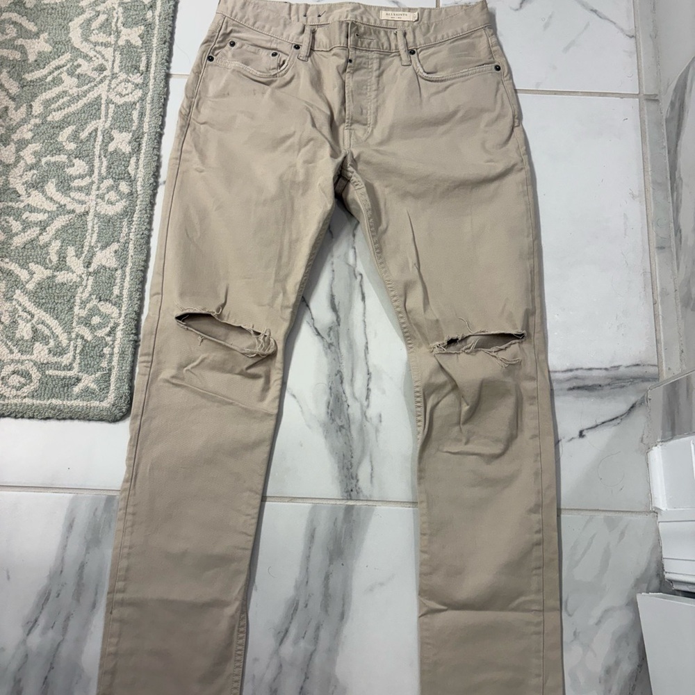 AllSaints ripped knee khaki pants